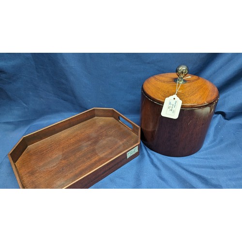 139 - A Vintage Blakes mahogany tray - 33 x 23cm PLUS a Mahogany ice bucket - 17 x 20cm.   From the countr... 