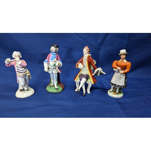 164 - Four hand painted figurines - Staffordshire etc.