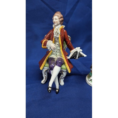 164 - Four hand painted figurines - Staffordshire etc.