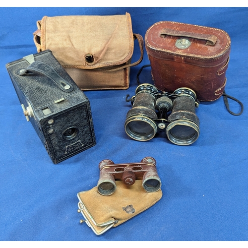 197 - A pair of Busch Multinet DRGM opera binoculars, military binoculars with built in compasses to binoc... 