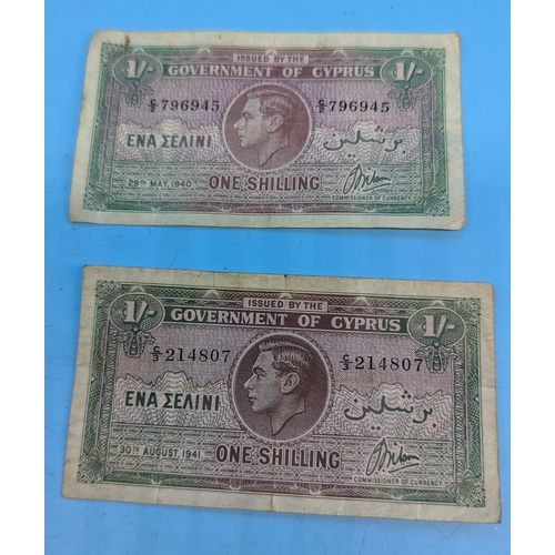 234 - 1940 AND 1941 Cyprus One Shilling Bank Notes