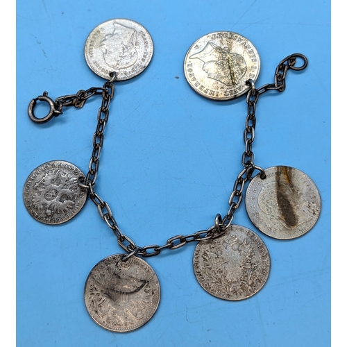 244 - An Australian Silver coin bracelet - Ferdinand V 1836 10 Kreuzer etc.