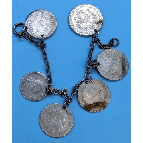 244 - An Australian Silver coin bracelet - Ferdinand V 1836 10 Kreuzer etc.