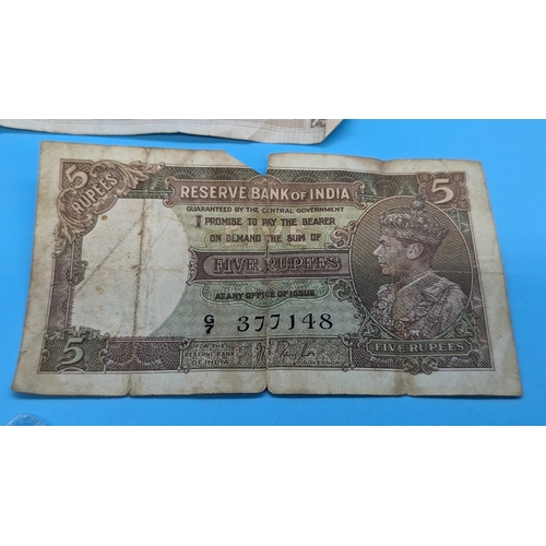 246 - A reserve Bank of India 1930's banknote, 1000 Reichs Banknote and other coins and banknotes