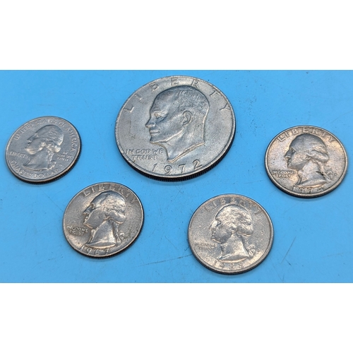 251 - A 1972 American Liberty Dollar Coin and other Quarter Dollars including Effigy Mounds