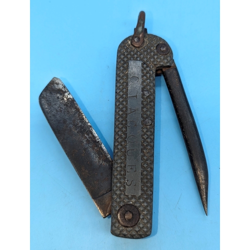 259 - A WW2 British Royal Navy Sailors Rigging Jack Knife - C. Jacques