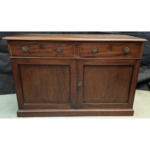 268 - Antique cabinet with 2 drawers and 2 cupboards with inlaid front - 71 x 101 x 61