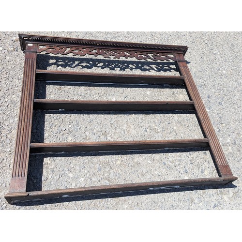 296 - An Antique wall hanging plate rack with carved detailing - some attention needed to joints as pictur... 