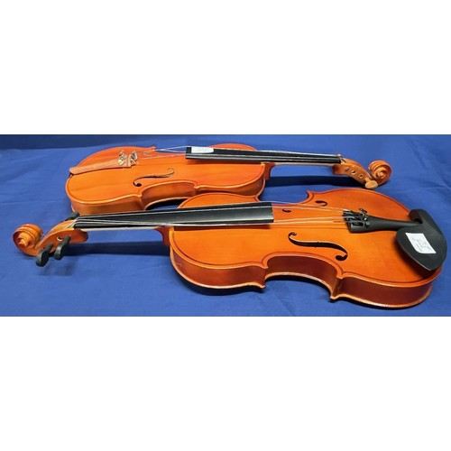 353 - 2x Modern Violins (no case) - includes 1x The Stentor Student (Damaged and parts missing as pictured... 