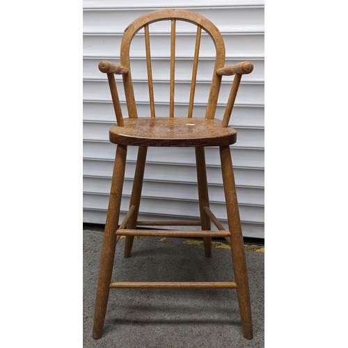 411 - Children's high chair with damage to arched back as pictured