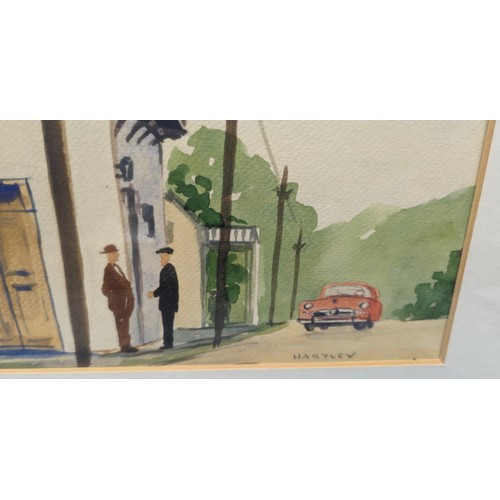 432 - A framed watercolour of a continental street scene - signed Hartley - 78 x 64cm.   From the country ... 