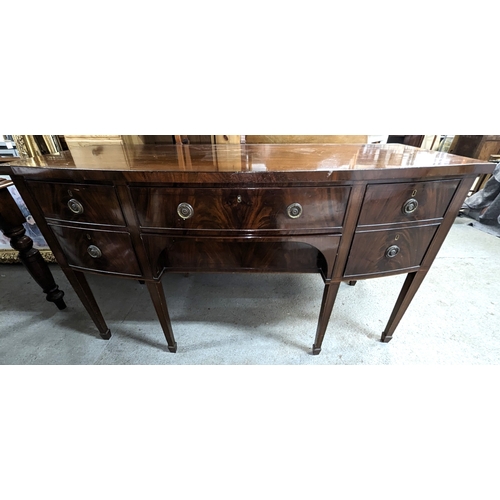 444 - A bow fronted Mahogany sideboard 154 x 88 x 64