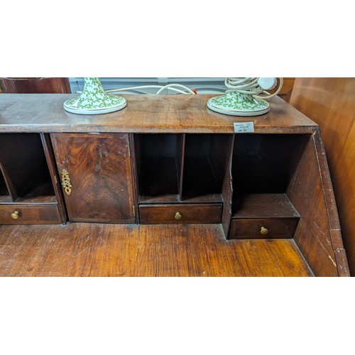 453 - Mahogany Bureau - in need of repair to hinges - Fold Out Top Taken off - all parts present  .