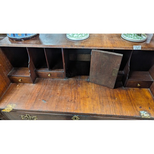 453 - Mahogany Bureau - in need of repair to hinges - Fold Out Top Taken off - all parts present  .