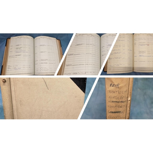 455 - A large Vintage Railways ledger with Routes, Distance and Fares - Nantwich, Norton Bridge, Nuneaton,... 