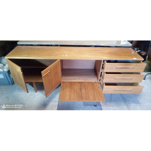 585C - Mid century Sideboard with 3 x Drawers, 2 x Cupboards and Wooden Handles