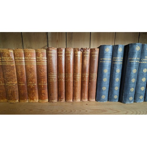 605 - An assortment of Antique books:- The Miracle of England, The adventures of Hajji Baba, Dickens, Dail... 