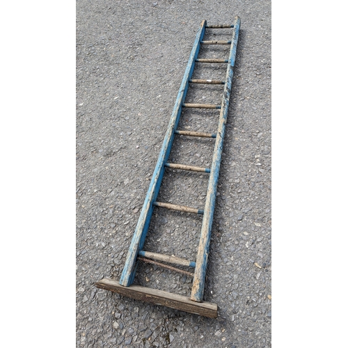 1155 - Wooden 9 Rung Pole Ladder