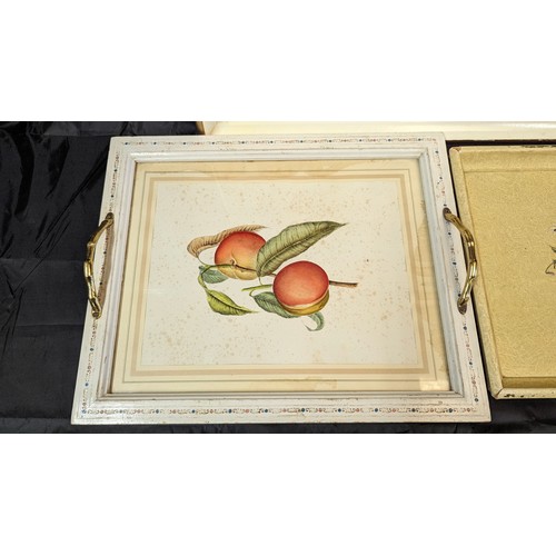 1174 - A Carlos Von Riefel Botanical print Prunis tray and two others from the country estate