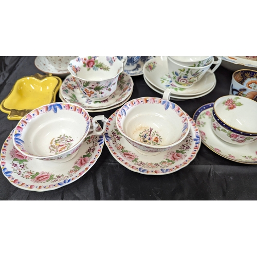 1217 - An Assortment of China Plates including a quantity of early 19th Century Teacups, Antique Rose and T... 