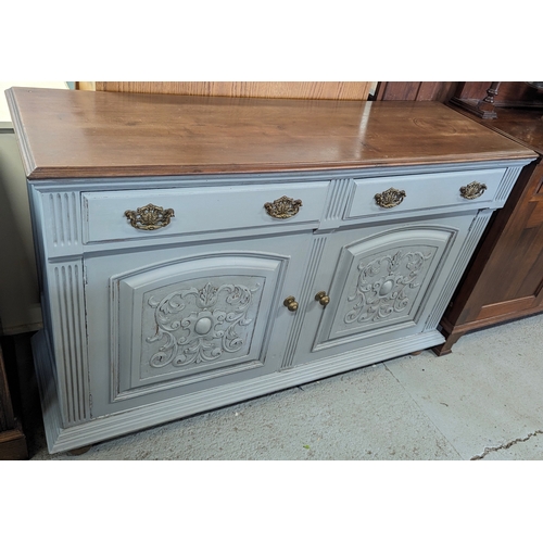 404 - A grey painted Edwardian sideboard - 150 x 50 x 98cm