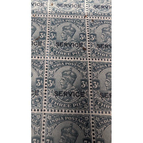 525 - 63 Unused 1912 George V India 3Ps (3 penny) postage stamps with 'Service' Overlay.  The Property of ... 