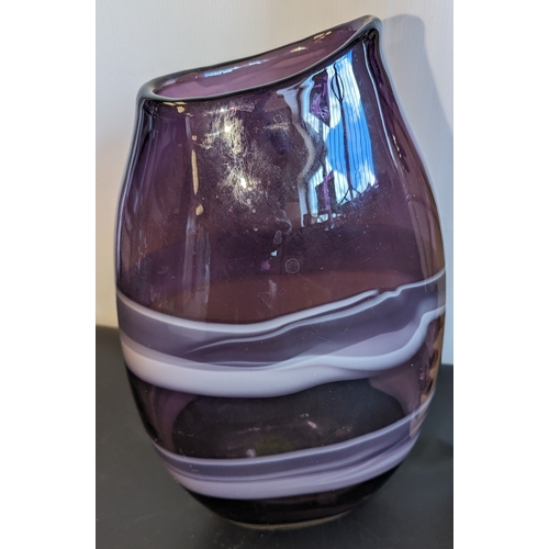 496 - One Glass vase (38cm tall) and a Studio Pottery vase (62cm tall)