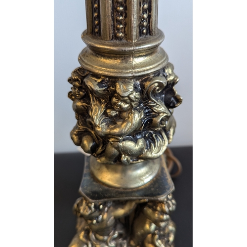 711 - Tall column lamp with Standing Cherubs 64cm