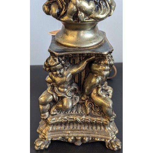 711 - Tall column lamp with Standing Cherubs 64cm