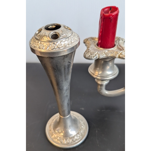 691 - A Collection of Silverplateware including: 3 Candlesticks, Single Stem Vase, Small Decorative Box an... 