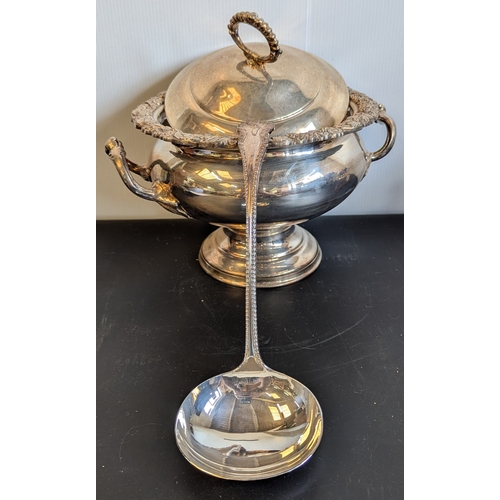 694 - Silver Plate Soup Toureen and Decorative Coffee Pot