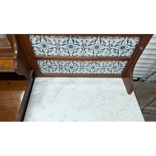 714 - Tile and Marble Topped Mirrored Dressing Stand - 167 x 123 x 52cm