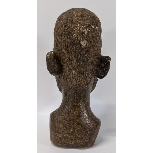 661 - Soapstone Ethnic and Carved Heads - Large 28cm tall, Small 24cm tall