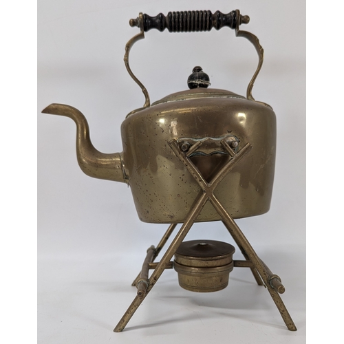 667 - Brass Spirit Kettle and 2 Copper Kettles