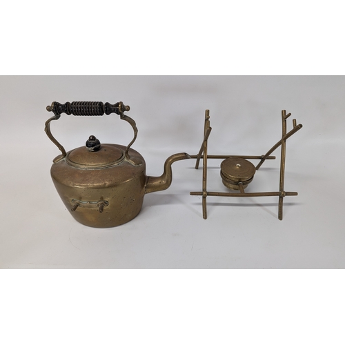 667 - Brass Spirit Kettle and 2 Copper Kettles