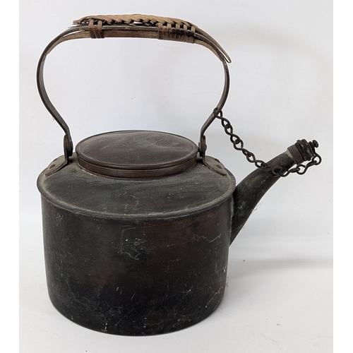 667 - Brass Spirit Kettle and 2 Copper Kettles