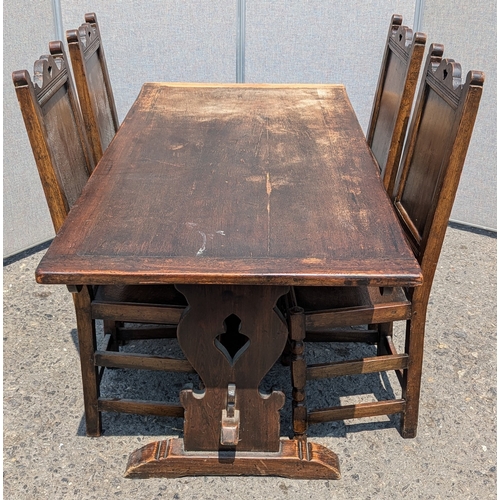 705 - Vintage Kitchen Table with 4 Chairs - Table in need of attention - (Top lifting) - Table Dimensions ... 