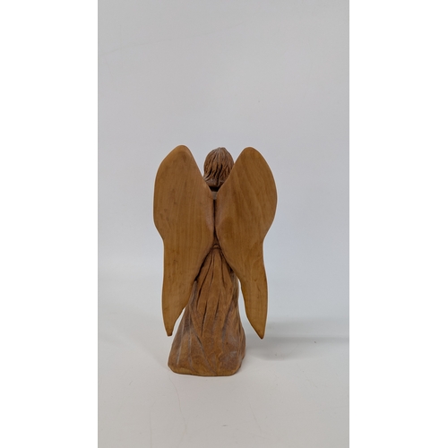 388 - 4 Wooden Carvings including - 2 Angels, A Mouse And 'Spring'