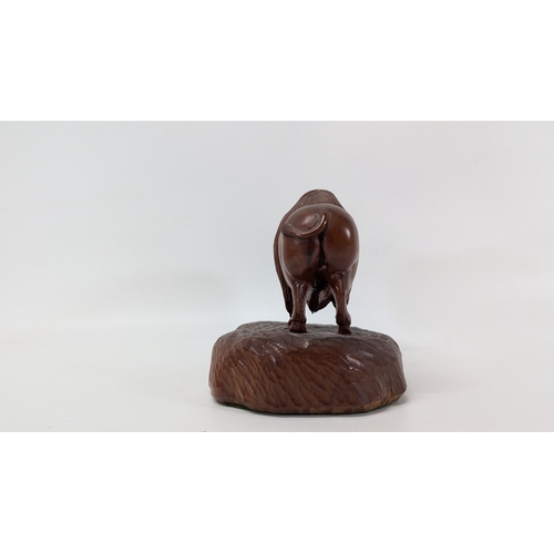 389 - 3x Carved Wooden Animals - Bear, Bison and Parrot