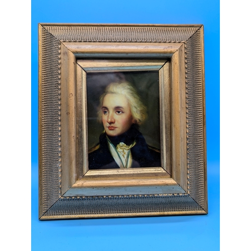 254 - An Antique Miniature Portrait Of Horatio Lord Nelson - Oil On Metal - 10 x 8cm