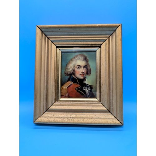 255 - An Antique Miniature Portrait of King George IV Prince of Wales In British Army Uniform - Oil On Met... 