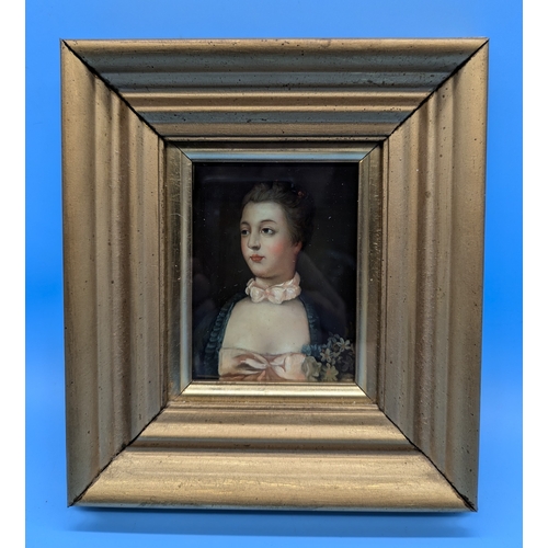 258 - Madame De Pompadour Miniature Oil On Porcelain