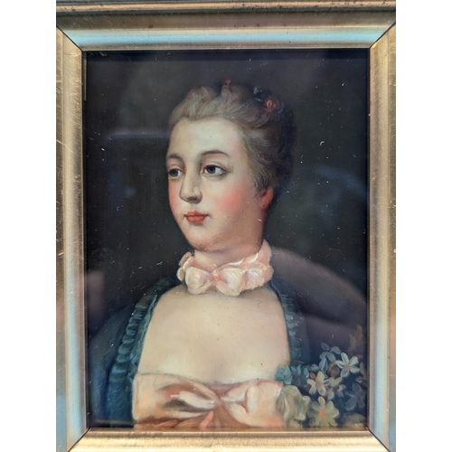 258 - Madame De Pompadour Miniature Oil On Porcelain