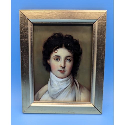 259 - Lady Emma Hamilton, Oil On Metal Reproduction Of A Painting by Johann Henrich Schmidt As Owned By Lo... 