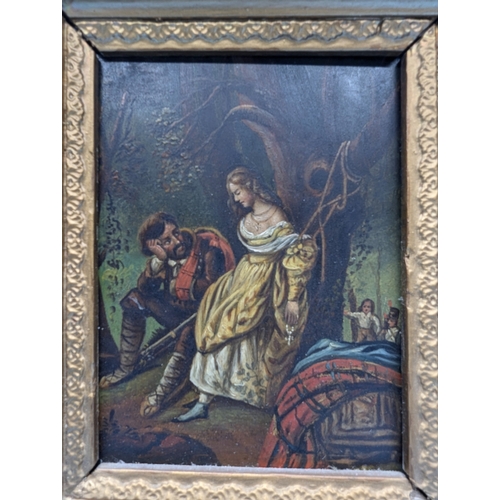 261 - An Oil On Copper, Possibly Depicting William Wallace And Marion Braidfute - Painting Measures 13.5 x... 