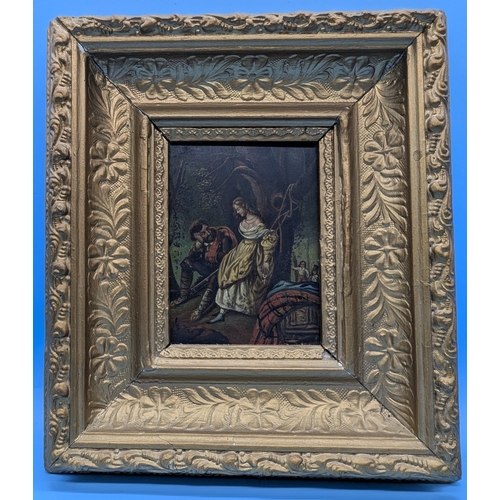 261 - An Oil On Copper, Possibly Depicting William Wallace And Marion Braidfute - Painting Measures 13.5 x... 