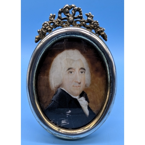 265 - Miniature Portrait Believed To Be Of A Humphrey Sumner, Master Of Eton College 1814 In Hallmarked Si... 