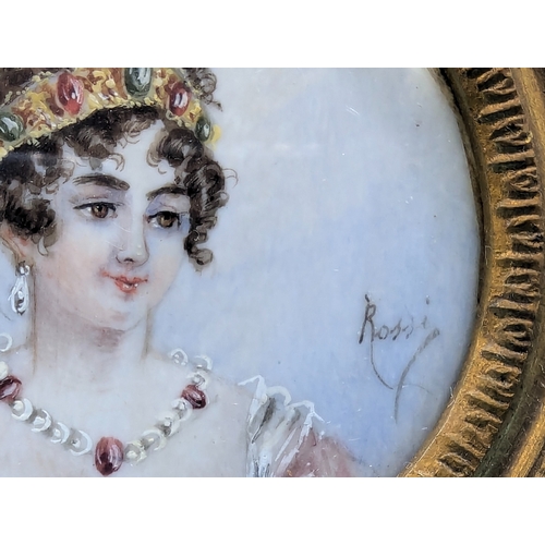 266 - A Miniature Portrait Of Caroline Murat - Signed Nicolo Rossi - Watercolour And Gouache On Ivory - 6c... 