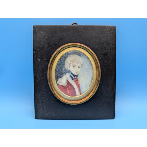 271 - A Watercolour Miniature on Ivory Of A Young British Army Lieutenant Circa 1780's

Ivory Certificate ... 