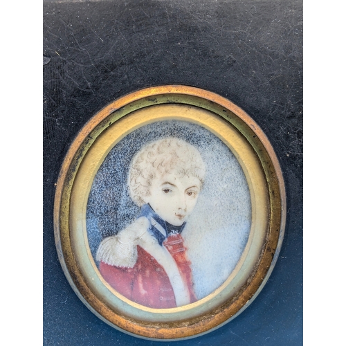 271 - A Watercolour Miniature on Ivory Of A Young British Army Lieutenant Circa 1780's

Ivory Certificate ... 